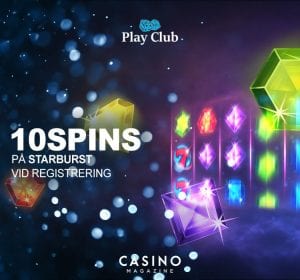 PlayClub Starburst gratis bonus vid registrering